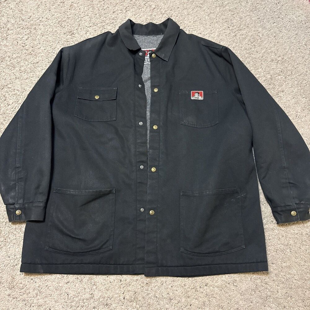 Vintage Ben Davis Chore Coat XXXL Canvas Blanket Lined Mechanic Workwear Black